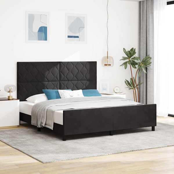 Kontinentaalvoodi, must, 180 × 200 cm, samet — mudel 3345025