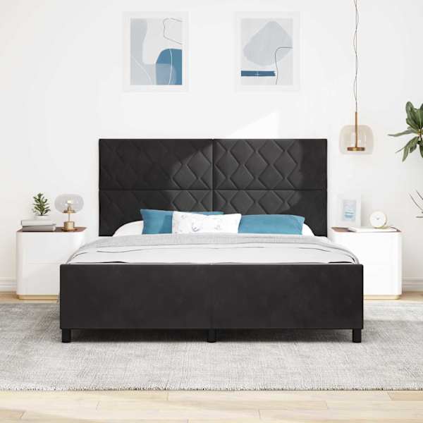 Kontinentaalvoodi, must, 180 × 200 cm, samet — mudel 3345025