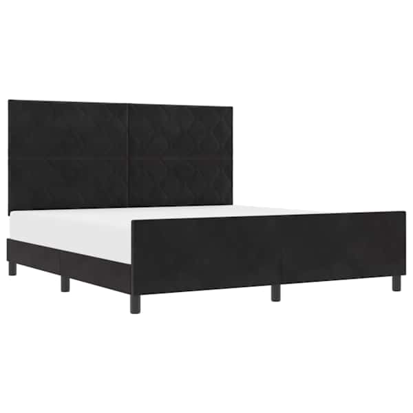 Kontinentaalvoodi, must, 180 × 200 cm, samet — mudel 3345025
