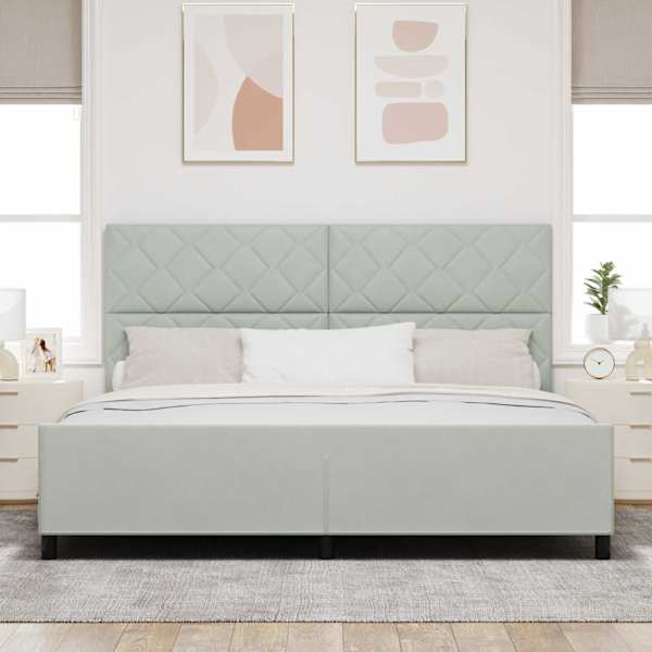 Kontinentaalvoodi, helehall, 200 × 200 cm, samet — mudel 3345029