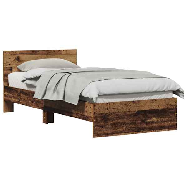 Peatsiga voodiraam peaga Vana puit 90 × 200 cm Tehispuit
