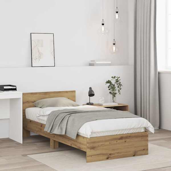 Voodiraam peatsiga, artisan tamm, 75 × 190 cm, tehispuit — mudel 871661