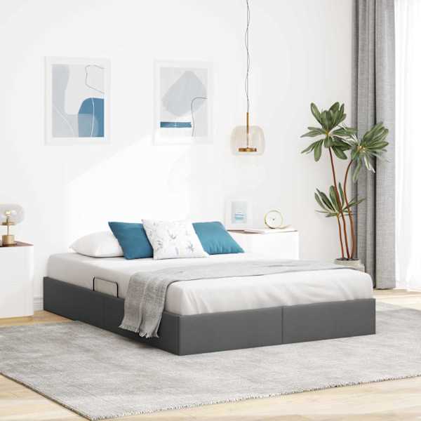 Panipaigaga voodiraam, tumehall, 153 × 203 cm, kangas — mudel 3370059