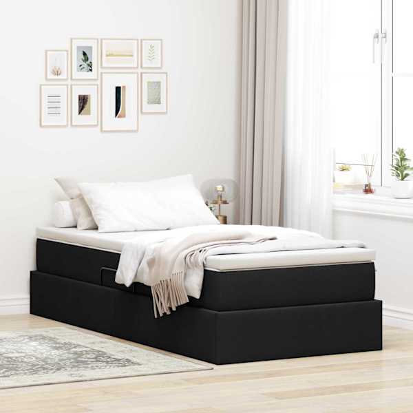 Panipaigaga voodiraam koos madratsiga, must, 90 × 200 cm — mudel 3370202