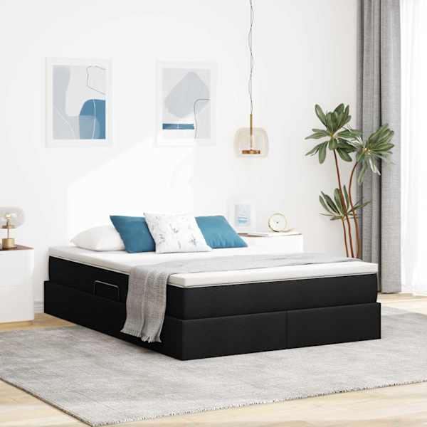 Panipaigaga voodiraam koos madratsiga, must, 140 × 200 cm — mudel 3370232