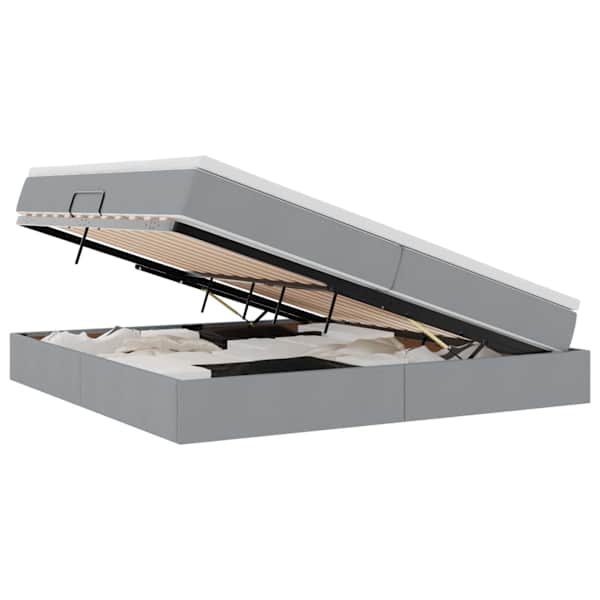 Panipaigaga voodiraam koos 2 madratsiga, helehall, 200 × 200 cm — mudel 3370248