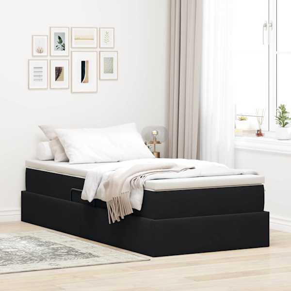 Panipaigaga voodiraam koos madratsiga, must, 90 × 190 cm, samet — mudel 3370271