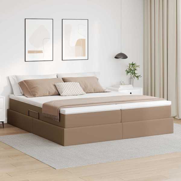 Panipaigaga voodiraam koos 2 madratsiga, 2 voodiraami, cappuccino, 180 × 200 cm — mudel 3370344