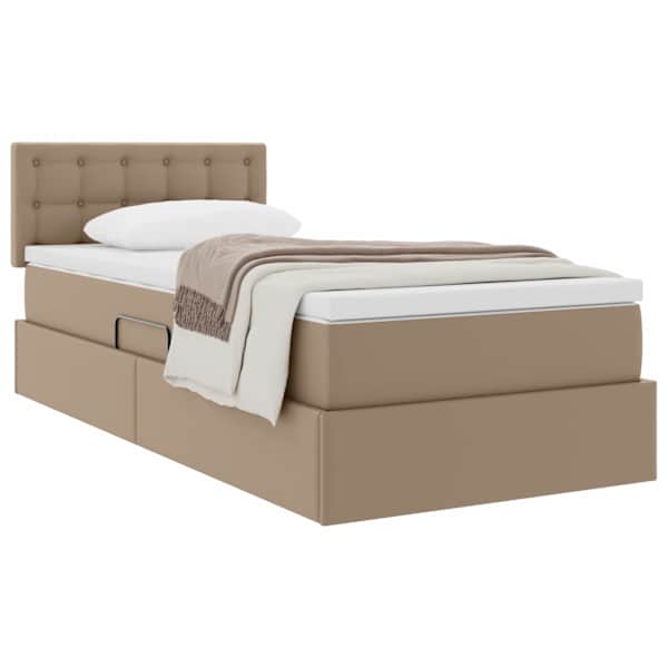 Panipaigaga voodiraam peatsiga koos madratsiga, cappuccino, 100 × 200 cm — mudel 3370384