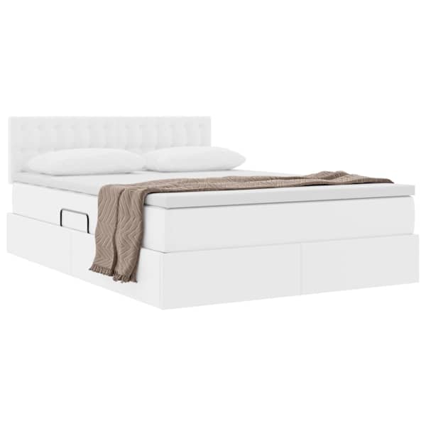 Panipaigaga voodiraam peatsiga koos madratsiga, puhas valge, 140 × 200 cm — mudel 3370398