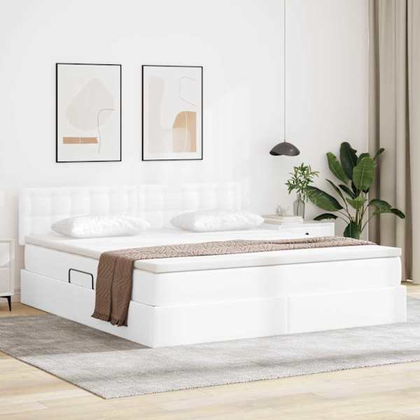 Panipaigaga voodiraam peatsiga koos madratsiga, puhas valge, 180 × 200 cm — mudel 3370406