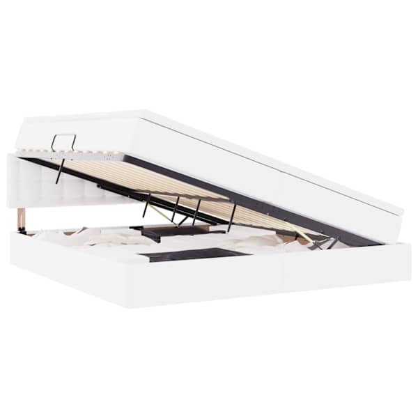 Panipaigaga voodiraam peatsiga koos 2 madratsiga, puhas valge, 200 × 200 cm — mudel 3370410