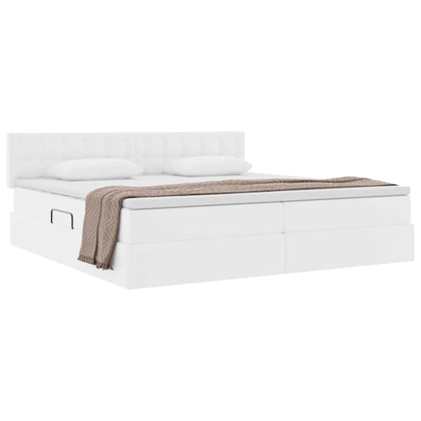 Panipaigaga voodiraam peatsiga koos 2 madratsiga, puhas valge, 200 × 200 cm — mudel 3370410
