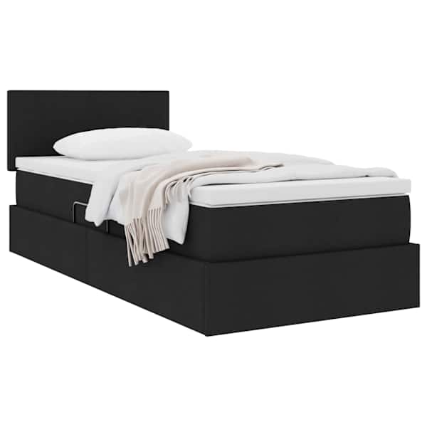 Panipaigaga voodiraam peatsiga koos madratsiga, must, 100 × 200 cm, samet — mudel 3370427