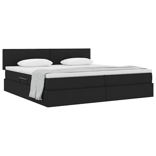 Panipaigaga voodiraam peatsiga koos 2 madratsiga, must, 200 × 200 cm, samet — mudel 3370469