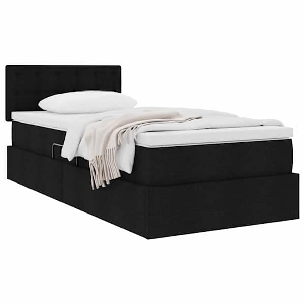 Panipaigaga voodiraam peatsiga koos madratsiga, must, 90 × 200 cm, samet — mudel 3370610
