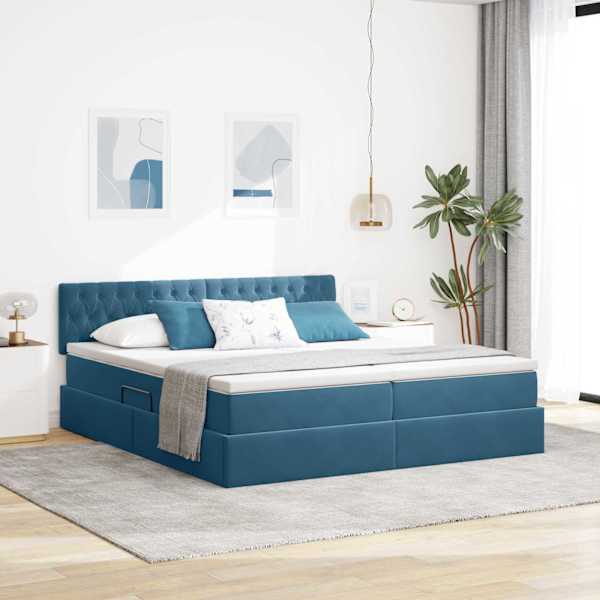 Panipaigaga voodiraam, 2 tk, tumesinine, 180 × 200 cm