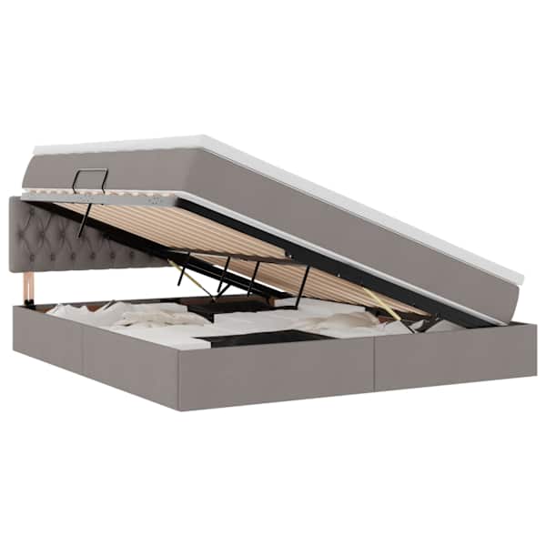 LED-valgustusega voodiraam peatsiga koos madratsiga, pruunikashall, 160 × 200 cm — mudel 3371220