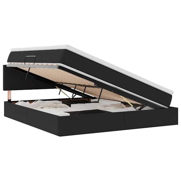 LED-valgustusega voodiraam peatsiga koos madratsiga, must, 180 × 200 cm, samet — mudel 3371351