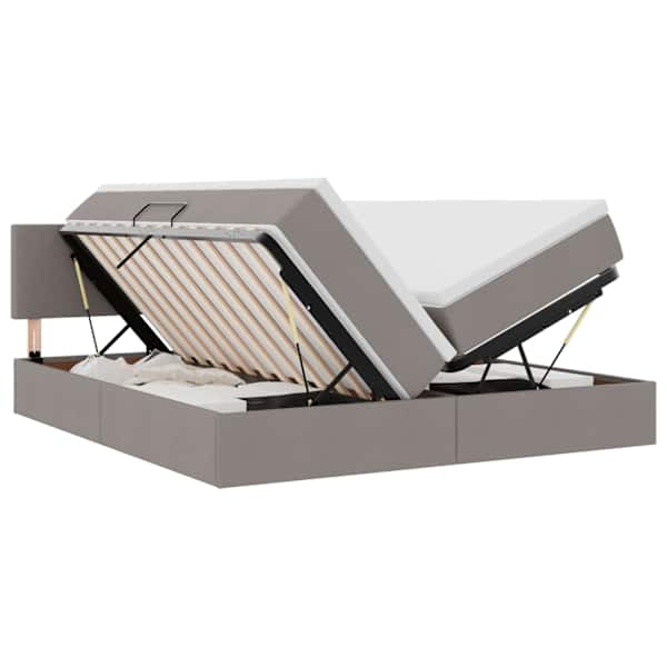 LED-valgustusega voodiraam peatsiga koos 2 madratsiga, 2 voodiraami, pruunikashall, 200 × 200 cm — mudel 3371558