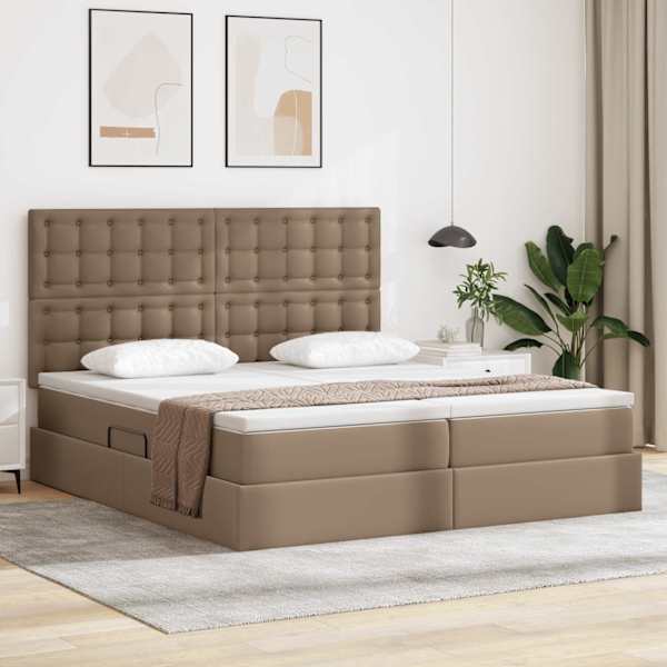 Panipaigaga voodiraam peatsiga koos 2 madratsiga, 2 voodiraami, cappuccino, 200 × 200 cm — mudel 3372184