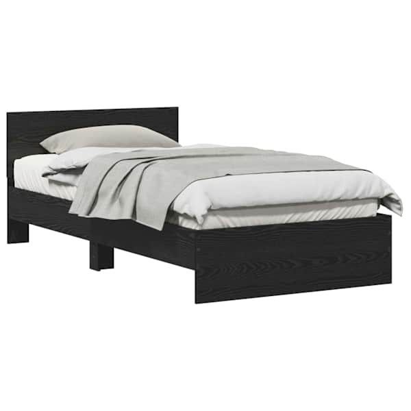 Voodiraam peatsiga, must tamm, 100 × 200 cm, tehispuit — mudel 3376052