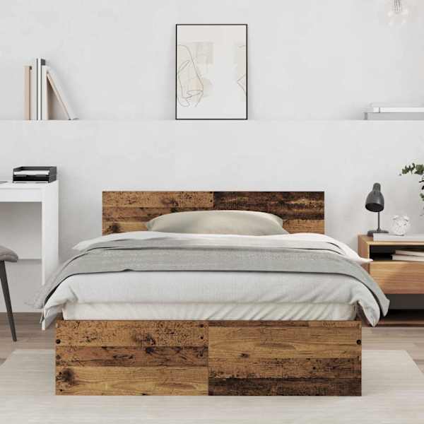 Voodiraam peatsiga, vana puit, 120 × 190 cm, tehispuit — mudel 3376060