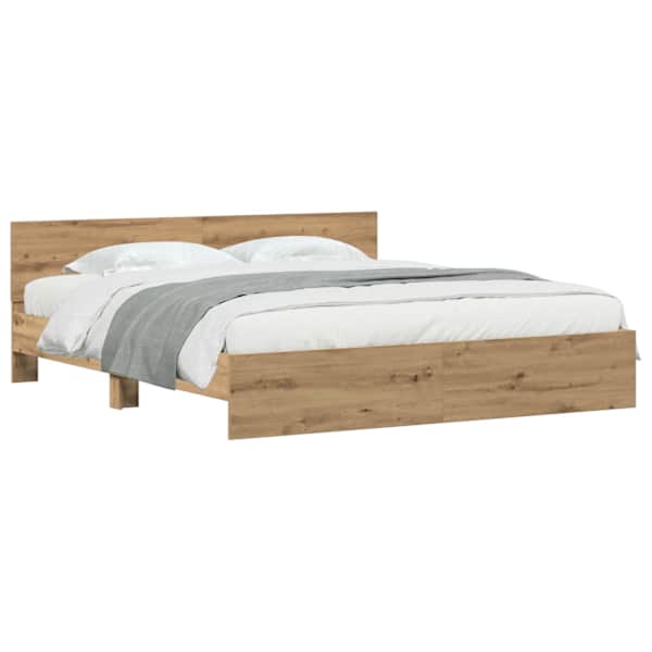 Voodiraam peatsiga, artisan tamm, 180 × 200 cm, tehispuit — mudel 3378500