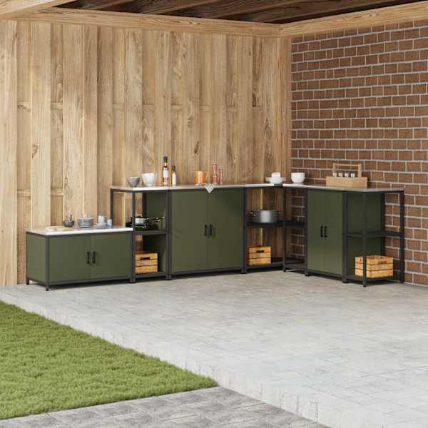 Köögi riiulite komplekt HATTEM Oliiviroheline 40 × 50 × 92 cm