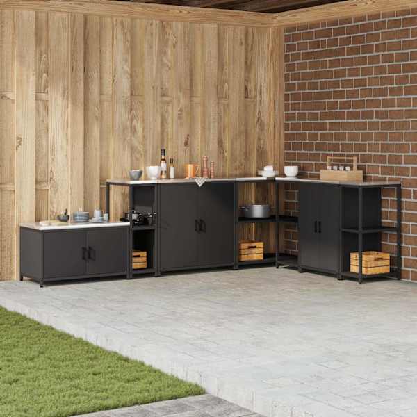 Köögi riiulite komplekt HATTEM Must 30 × 50 × 92 cm Teras