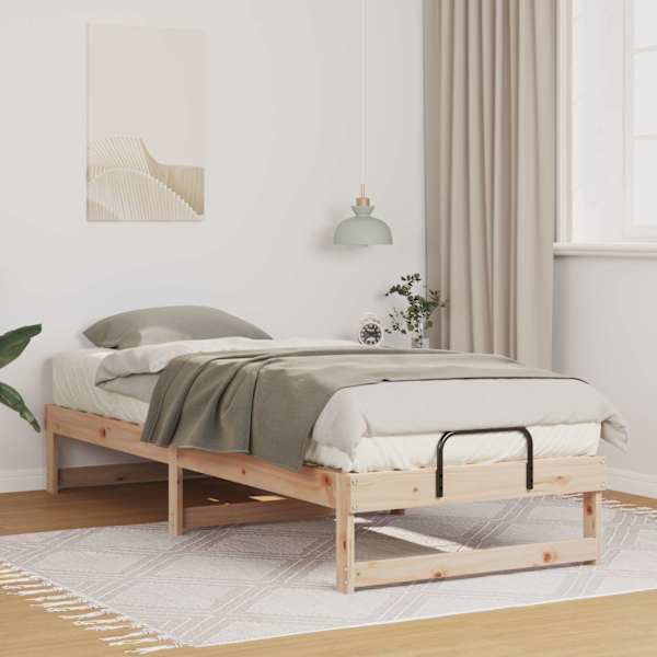 Voodiraam, pruun, 80 × 210 cm, männipuit — mudel 873157