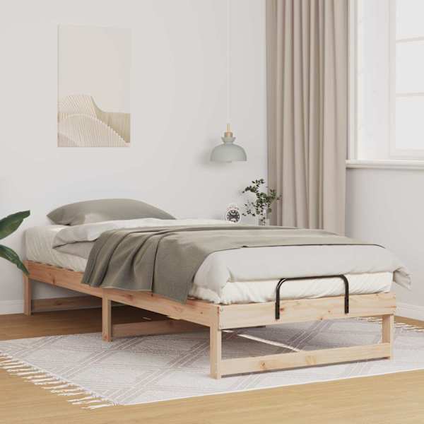 Voodiraam, pruun, 100 × 220 cm, männipuit — mudel 873172
