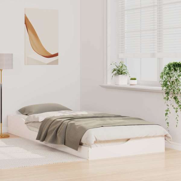 Voodiraam, valge, 90 × 220 cm, männipuit — mudel 873413