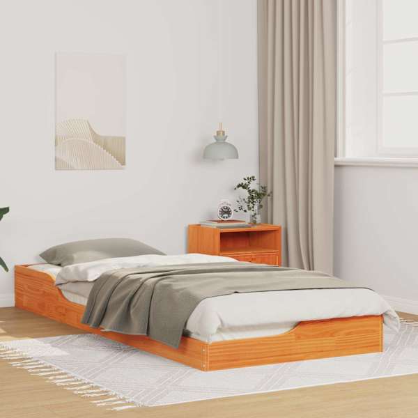 Voodiraam, vahapruun, 100 × 220 cm, männipuit — mudel 873417
