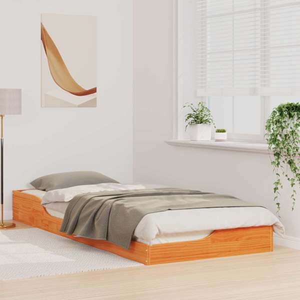 Voodiraam, vahapruun, 100 × 220 cm, männipuit — mudel 873417
