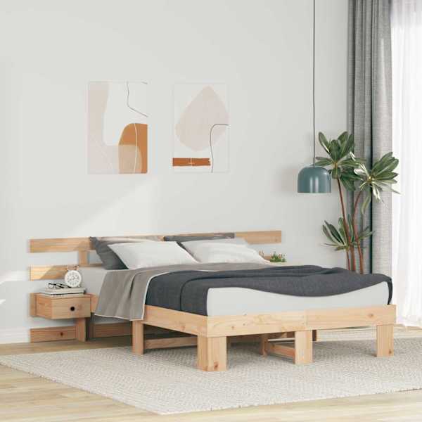 Voodiraam peatsiga, pruun, 140 × 190 cm, männipuit — mudel 3385694