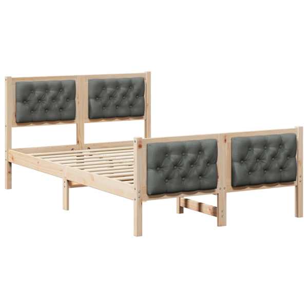 Voodiraam peatsiga, tumehall, 120 × 200 cm, männipuit