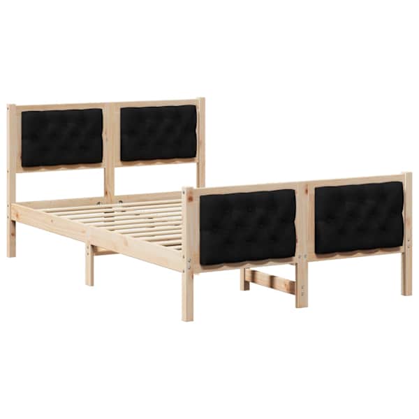 Voodiraam peatsiga, must, 120 × 200 cm, männipuit