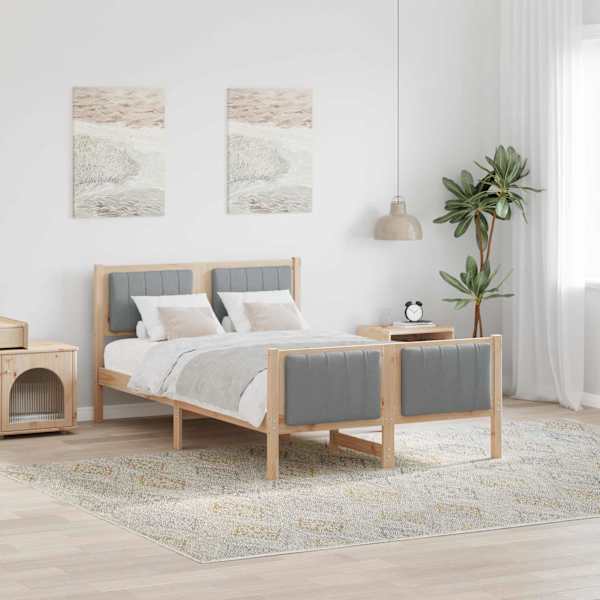 Voodiraam peatsiga, pruun ja helehall, 120 × 200 cm, männipuit — mudel 878469