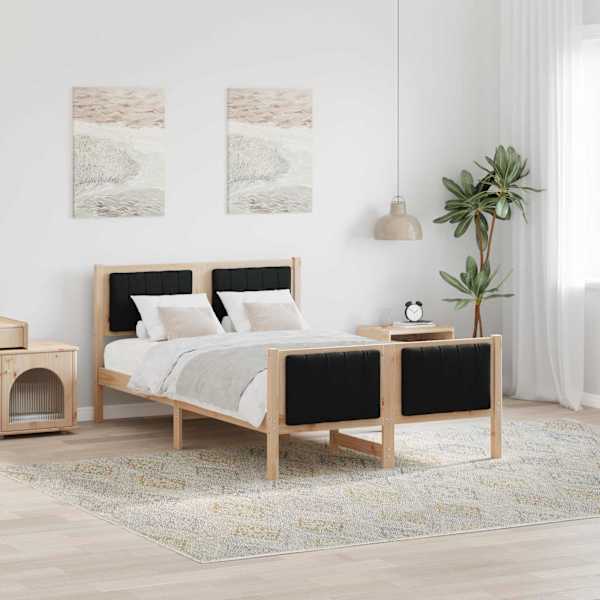 Voodiraam peatsiga, pruun ja must, 120 × 200 cm, männipuit — mudel 878471