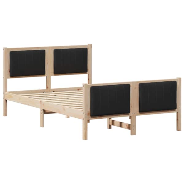 Voodiraam peatsiga, pruun ja must, 120 × 200 cm, männipuit — mudel 878471