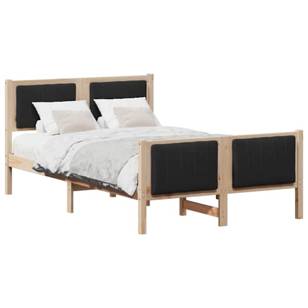 Voodiraam peatsiga, pruun ja must, 120 × 200 cm, männipuit — mudel 878471