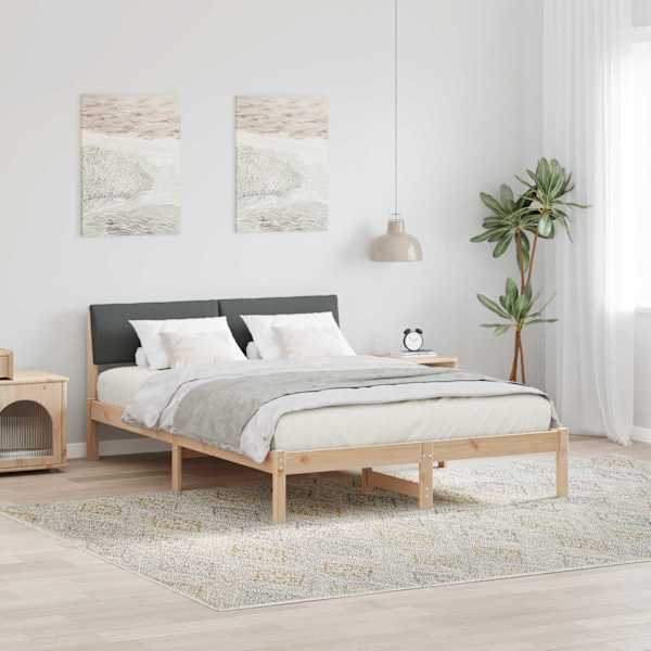 Voodiraam peatsiga, pruun ja tumehall, 160 × 200 cm, männipuit — mudel 878525