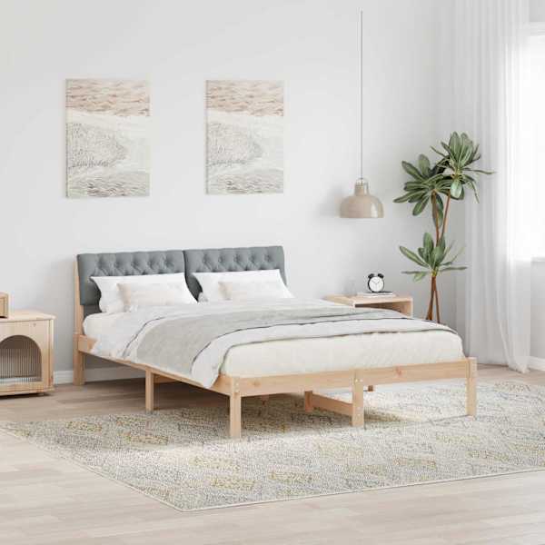 Voodiraam peatsiga, pruun ja helehall, 160 × 200 cm, männipuit — mudel 878594