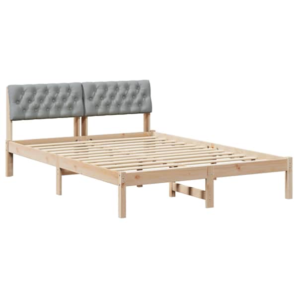 Voodiraam peatsiga, pruun ja helehall, 160 × 200 cm, männipuit — mudel 878594