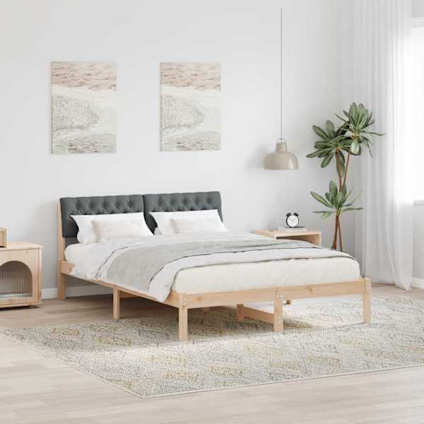 Voodiraam peatsiga, pruun ja tumehall, 160 × 200 cm, männipuit — mudel 878595