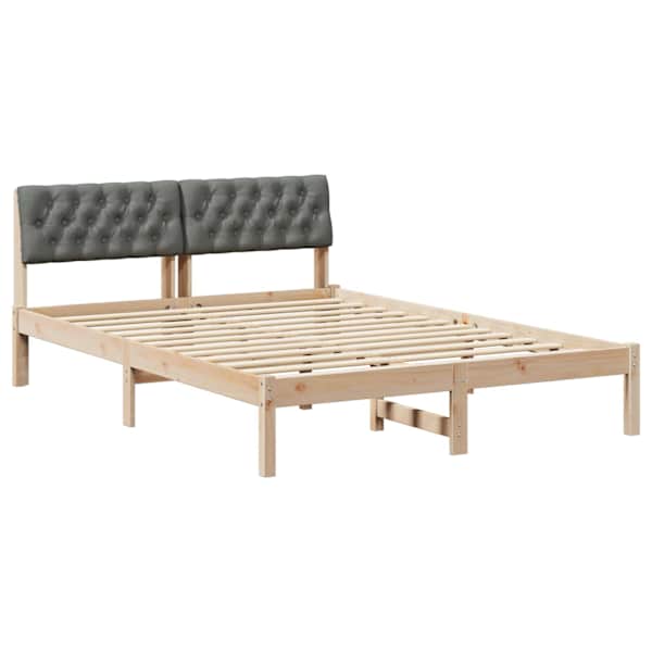 Voodiraam peatsiga, pruun ja tumehall, 160 × 200 cm, männipuit — mudel 878595