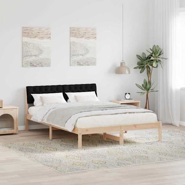 Voodiraam peatsiga, pruun ja must, 160 × 200 cm, männipuit — mudel 878596