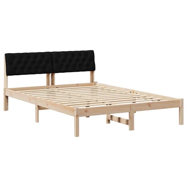Voodiraam peatsiga, pruun ja must, 160 × 200 cm, männipuit — mudel 878596
