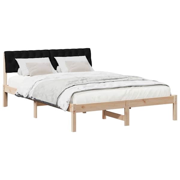 Voodiraam peatsiga, pruun ja must, 160 × 200 cm, männipuit — mudel 878596